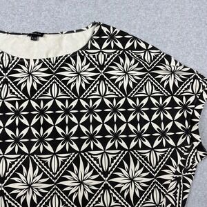 Tanoa Womens Black White Geometric Floral Polynesian Print Boxy Top XL-2X
